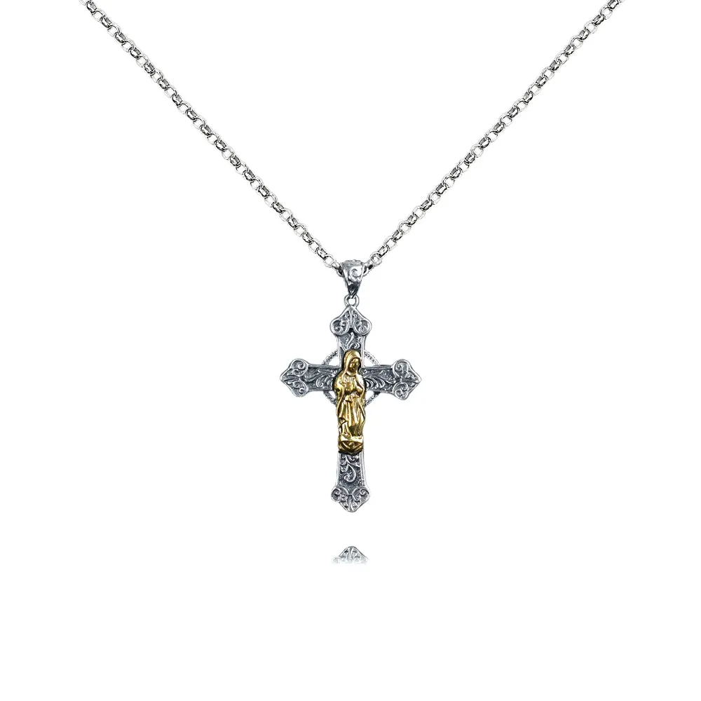 Trendy S925 Virgin Mary Cross Virgencita Necklace