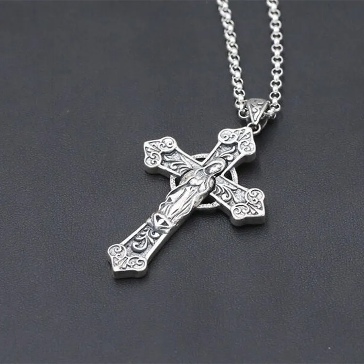 Trendy S925 Virgin Mary Cross Virgencita Necklace