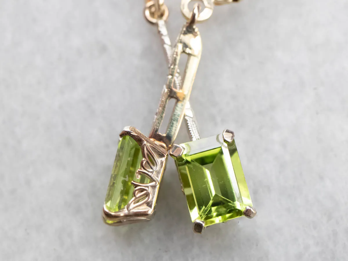 Two Tone Gold Peridot Earrings