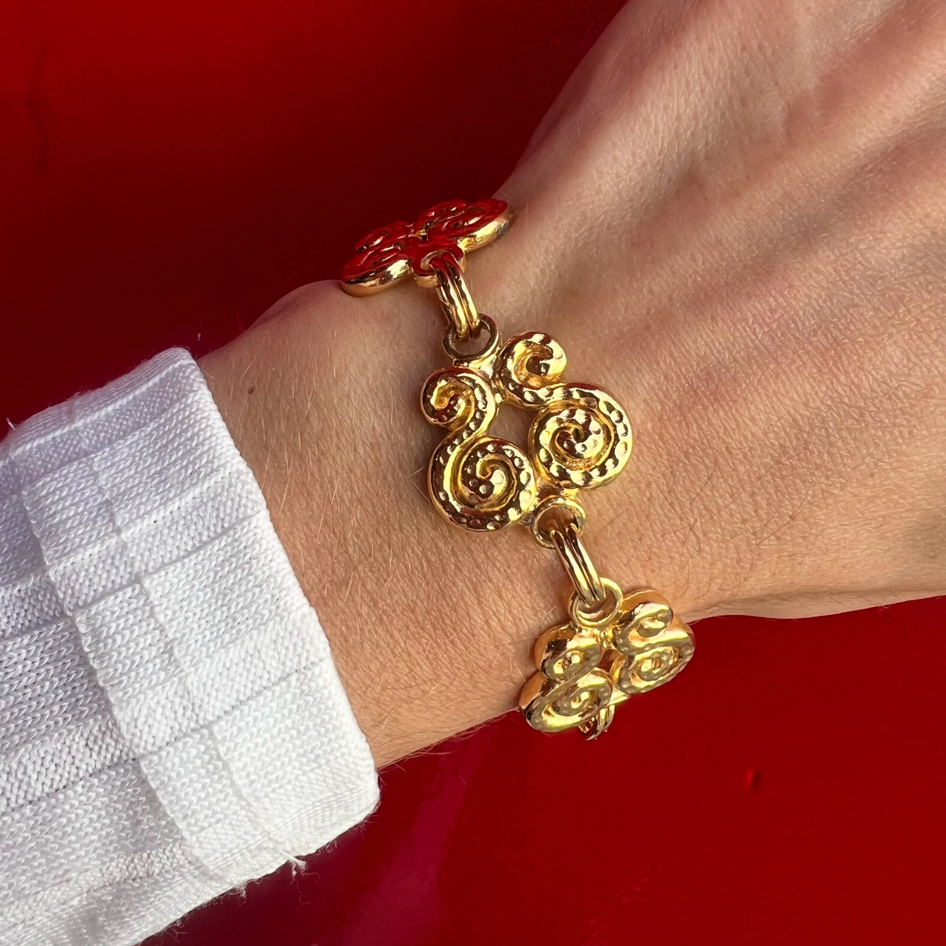 Vintage Gold Plated Scroll Bracelet