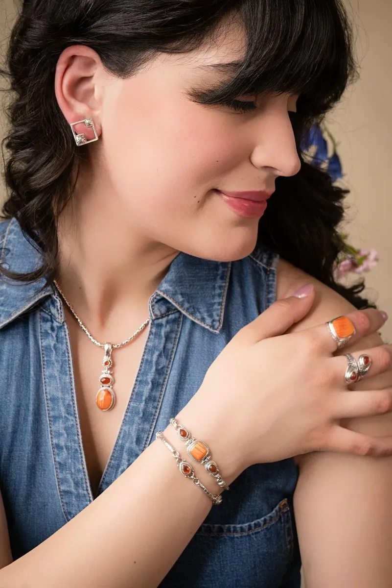 Waiting for Change Bracelet? in Orange Spiny Oyster & Carnelian