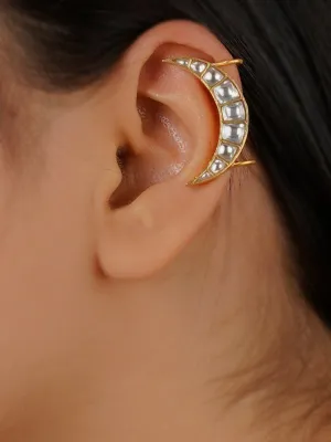 White Color Gold Plated Jadau Kundan Earrings - ME1212