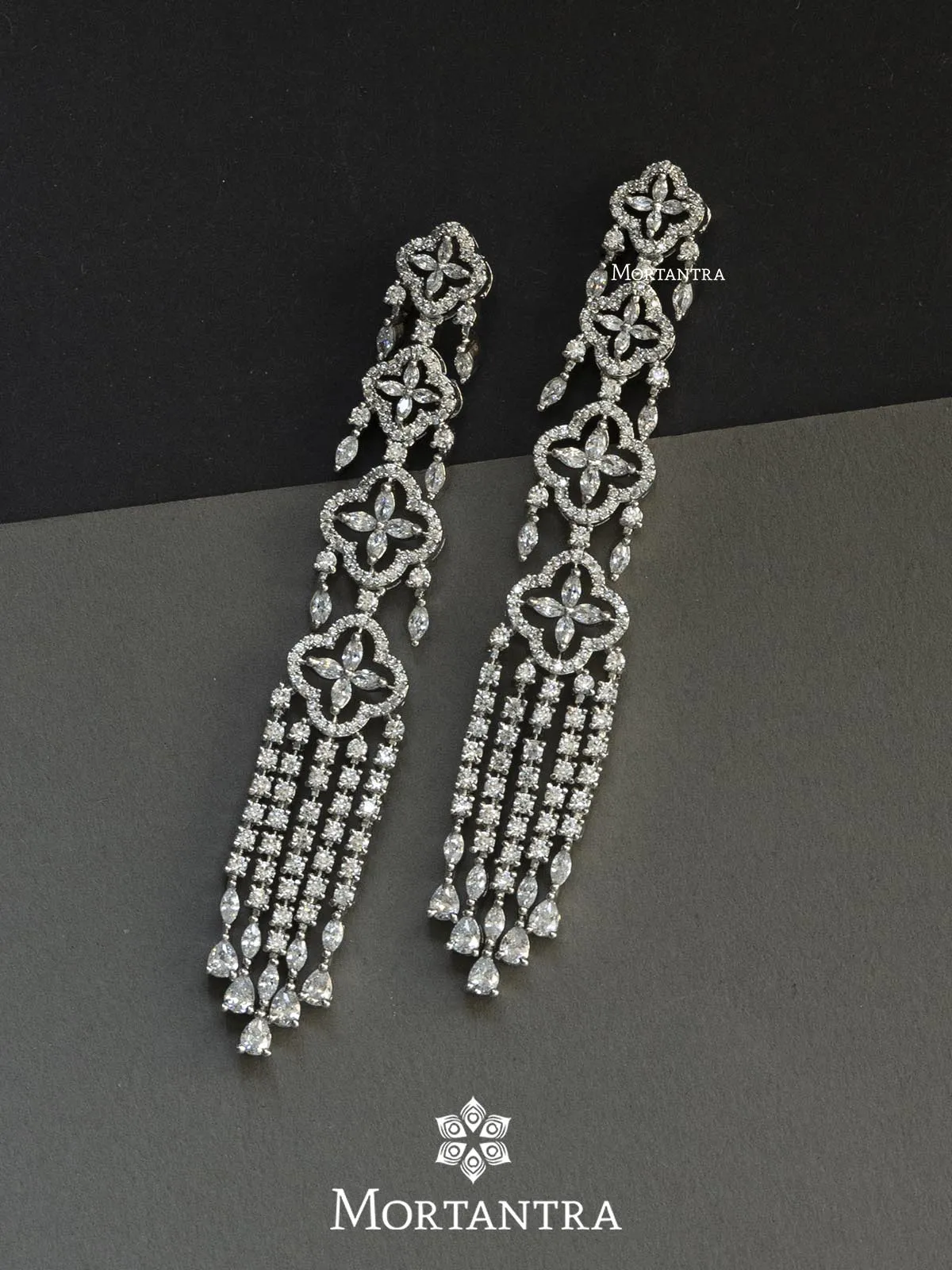White Color Silver Plated Faux Diamond Earrings - CZEAR446