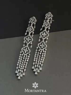 White Color Silver Plated Faux Diamond Earrings - CZEAR446