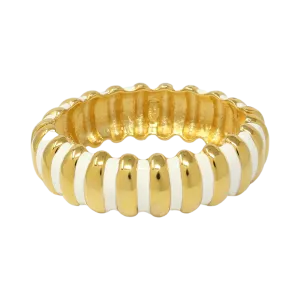 White Enamel Ribbed Bracelet