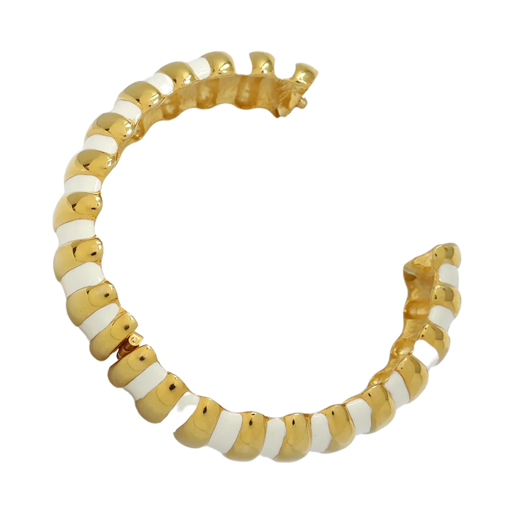 White Enamel Ribbed Bracelet