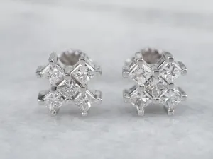 White Gold Diamond X Stud Earrings