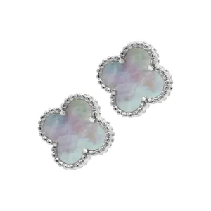 White Mother of Pearl Flower Stud Earrings